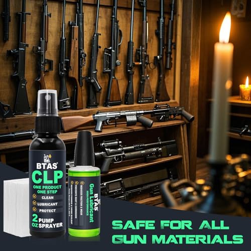 BTAS Gun Cleaner and Lubricant CLP Gun Oil Cleaning Kit Universal Spray Solvent 2oz & 1 oz Needle Oiler Bottle