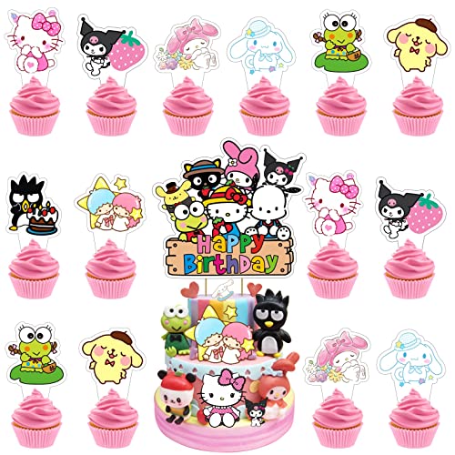 25 Pcs Kitty and His Friends Cake Topper and Cupcake Toppers Set ...