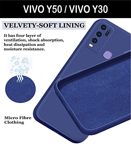Image of A rtistque Liquid TPU Silicone Matte Shockproof Flexible with Camera Protection Soft Back Cover Case for Vivo Y50 / Vivo Y30 - Blue