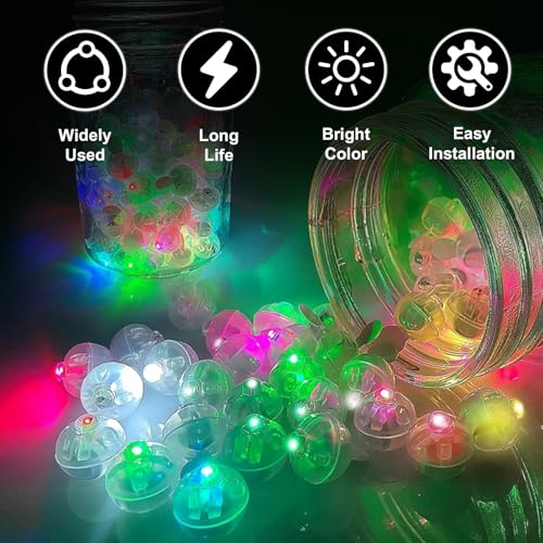 Image of 100 PCS Mutilcolor Mini Balloon Lights, Long Standby Time Mini Ball Lights, Round LED Lamp for Paper Lantern Balloon Party Wedding Birthday Festival Halloween Easter Eggs Christmas Decoration