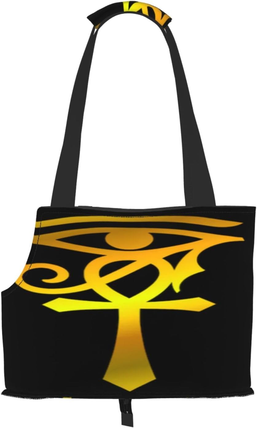 Ancient Egyptian Ankh Symbol Eye Portable Pet Purse Carrier Sling, Hands-Free Travel Dog and Cat Carrier for Small Dogs and Cats