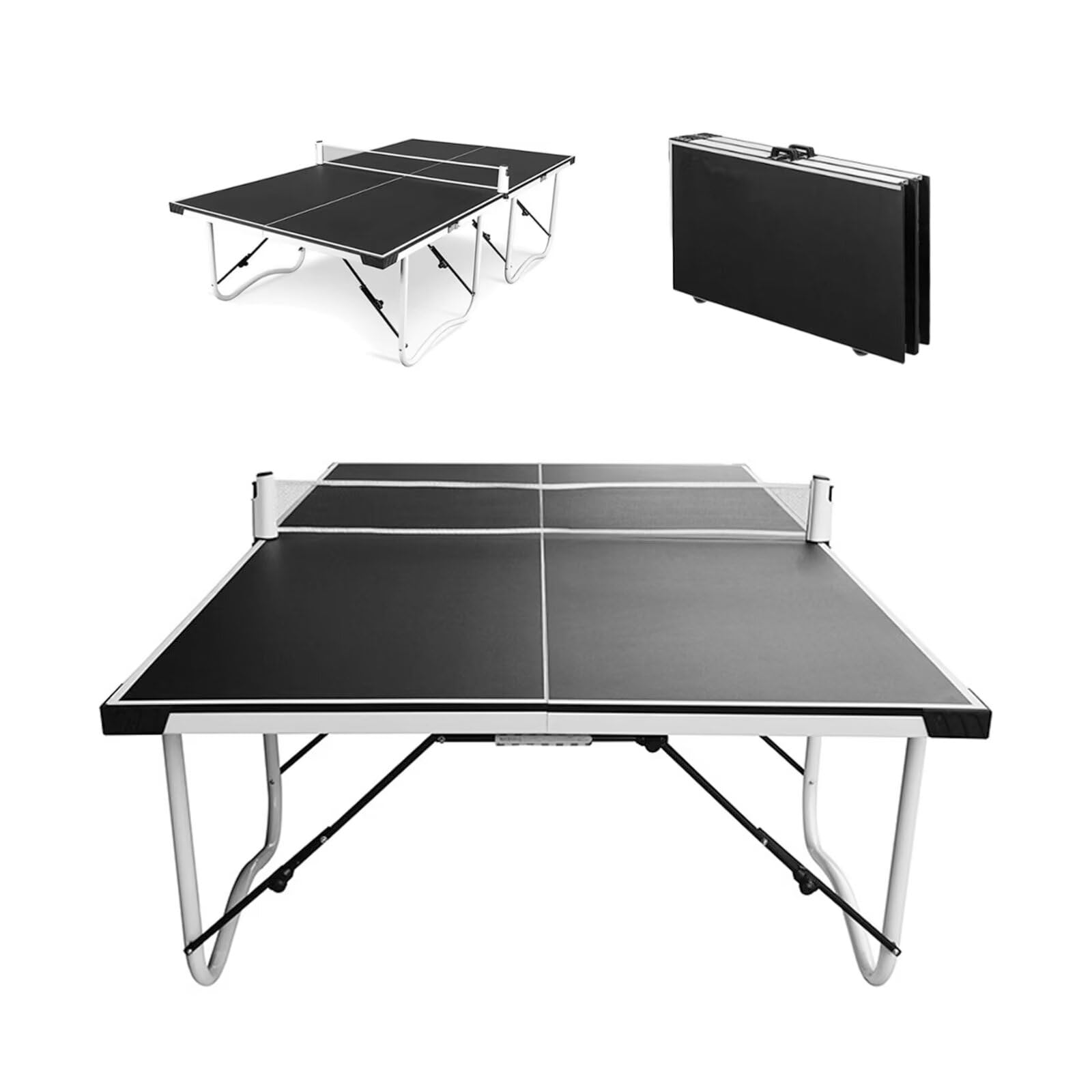 Tavolo da Ping Pong, Tavolo da Ping Pong Portatile per Interni ed Esterni, Tavolo da Ping Pong Pieghevole Compatto a 4 Gambe da 9 Piedi, Tavolo Professionale Pieghevole di Dimensioni Standar