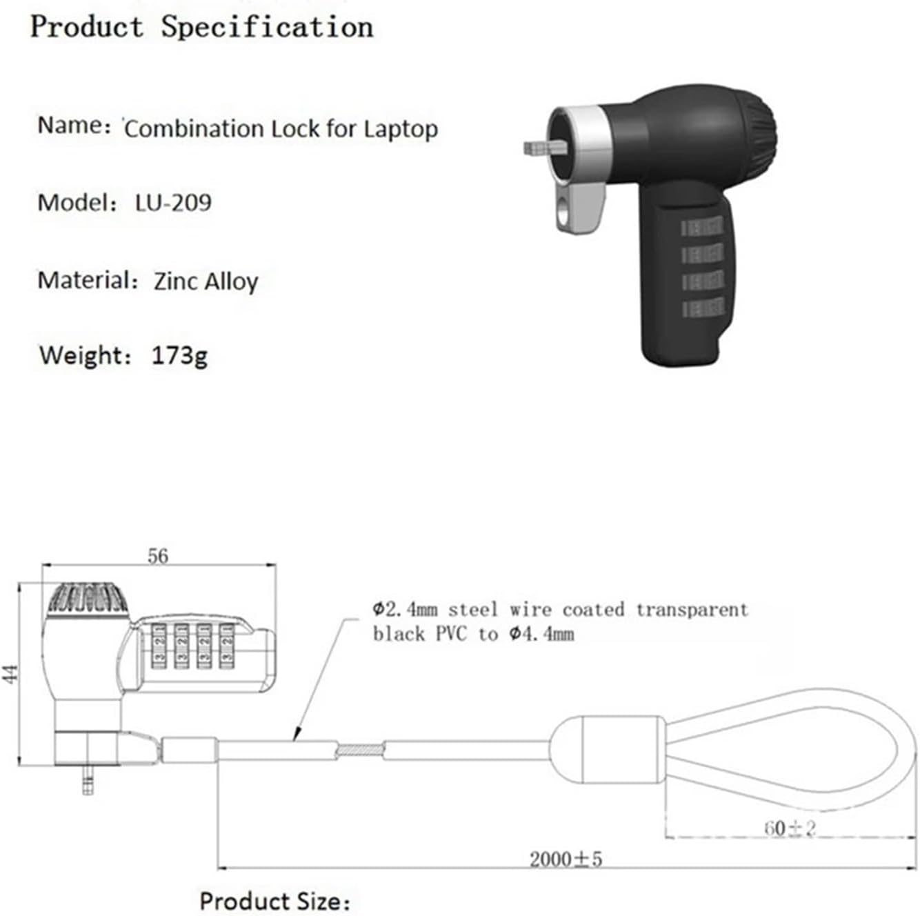 Computer Lock Laptop Lock Security Locking Digital Password Protection Lock Cable Anti Theft Lock for Laptop Computer
