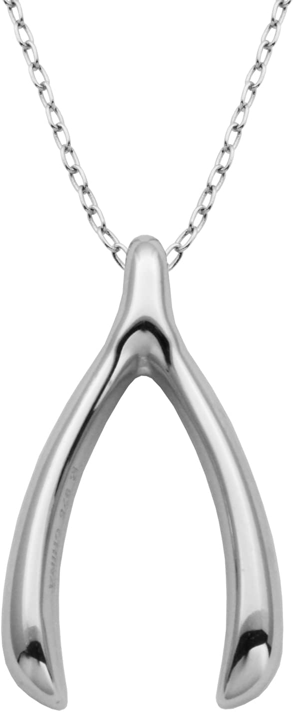 Amazon Collection 18k Yellow Gold Plated Sterling Silver Wishbone Pendant Necklace