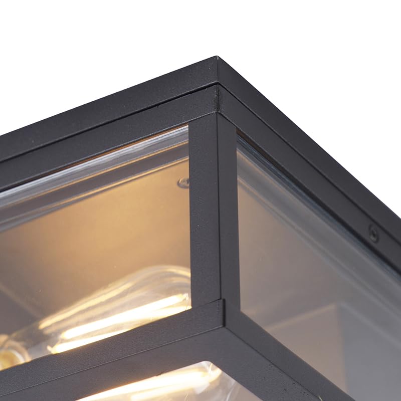 Qazqa charlois - Plafonnier - 2 lumière - L 24 cm - Noir - Design - éclairage extérieur - Salle de bains