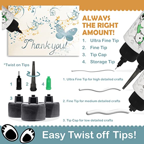 Bearly Art Precision Craft Glue - The Original - 4Fl Oz - Tip Kit Included - Dries Clear - Metal Tip - Wrinkle Resistant - Flexible And Crack Resistant - Strong Hold Adhesive - Made In Usa #TOP3