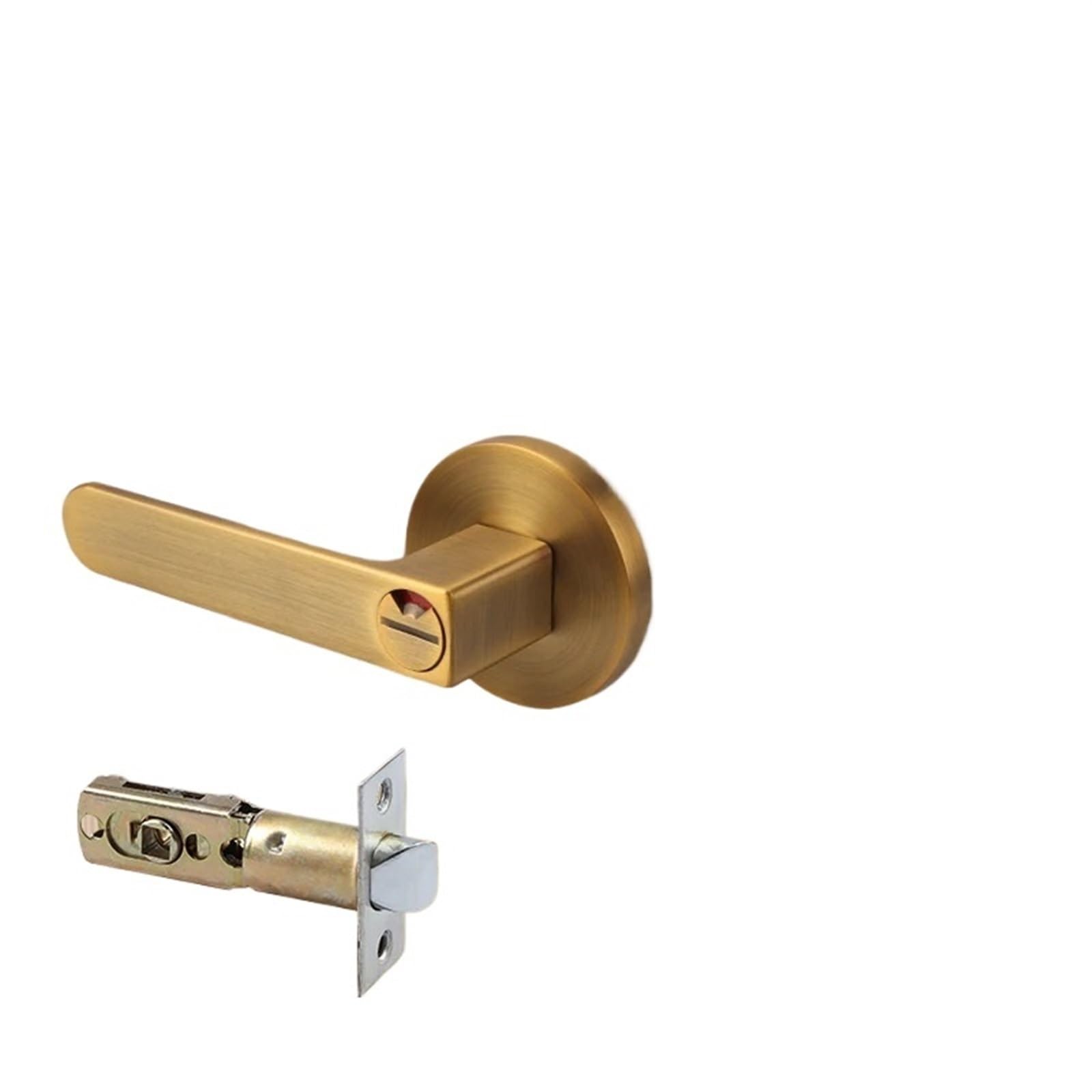 Yshiuol Gold-Keyless Door Handles Bathroom Red And Green Indicator Lock Indoor Door With Key Handle Silent Household Single Tongue For Home And Office(Gold-Keyless)