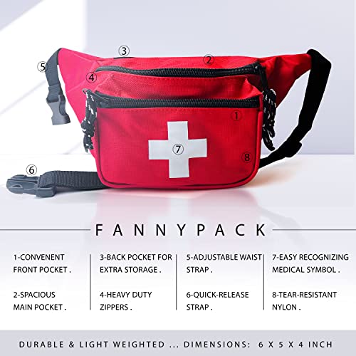 Asa Techmed - 10 Pack First Aid Waist Pack - Baywatch Lifeguard Fanny Pack - Compact For Pool, Home, Car, Outdoors, Hiking, Playground, Camping, Workplace #TOP1