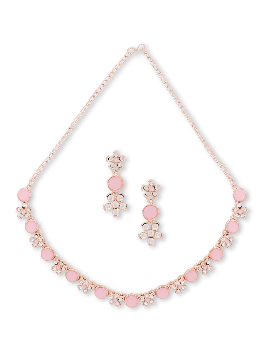 Atasi International Gold Plated Mint Pink Crystal Necklace with Earrings for Women - Jewellery Set for Party, Wedding Collection (RGP5623) (B0BXJFXVVT) Amazon Price History, Amazon Price Tracker