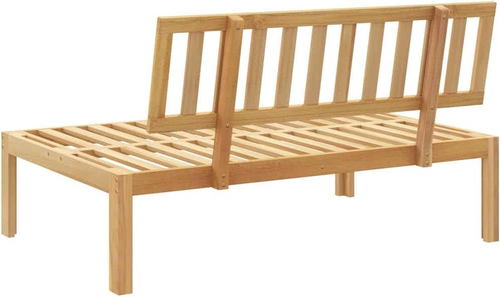 Outdoor Pallet Middle Sofa Natural Solid Acacia Wood Rustic Modular Seating for Patio Garden Terrace with Durable Construction