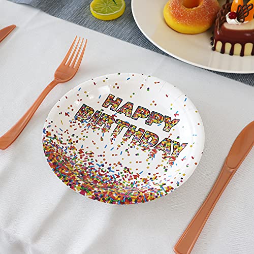 Pandecor Confetti Sprinkles Dessert Plates,50Pcs Disposable Paper Plates 7 Inch Cake Plates For Kids Birthday Party #TOP5