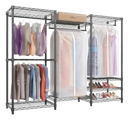 Catálogo de Closet Armable Bodega Aurrera los más recomendados. 50 WEAGP Perchero para Ropa con 5 Estantes, Organizador de Metal para Ropa Armario con 2 Bolsa para el Polvo con Cremallera para Ahorrar Espacio, Closet Armables para Ropa para...