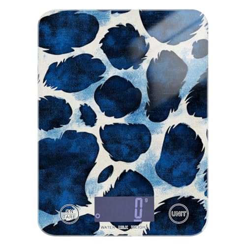 Blue Leopard Print Impermeabile Food Kitchen Scale 5kg/5g Forniture da Cucina Bilancia con 4 Unità per Cottura Dieta Cottura Peso Digitale para comida
