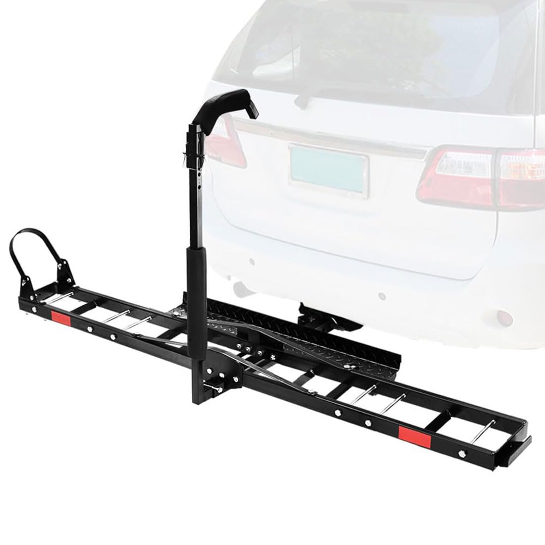 Support pour moto pour crochet de remorquage de voiture, capacité 227 kg, hauteur réglable et arrêt roue avec rampe, solution de transport sécurisée
