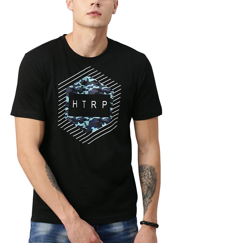 HUETRAPMens Round Neck Short Sleeve Rogue Graphic Tee