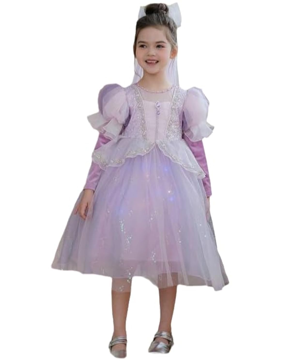 UimoKiToddler Girls Princess Dress Party for Kids Dress Up 100-140 cm Puff Sleeve Roleplay Clothing Gifts for 3-12 Years Christmas, Birthday Party, Prom, Special Occasions Outfits