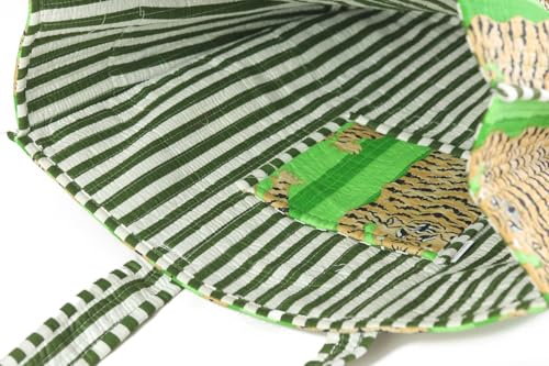 Image of YILLE Cotton Quilted Floral & Tiger Print Tote Bag, 18 x 18 inches For Grocery Shopping, Travel