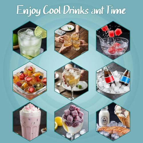 Image of Ice Cube Molds,Big Silicone Ice Cube Tray for Whiskey,2Inch Square Ice Cube Tray,Easy-Release Ice Mold,Giant Ice Cubes for Bourbon Cocktail (2, Multicolor)