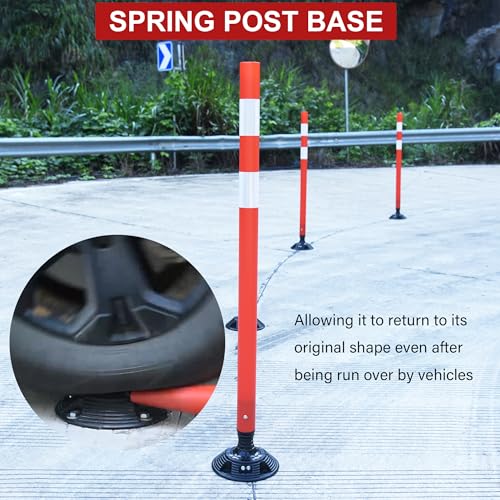 48\" Traffic Cones 8-Pack with Heavy-Duty Spring Base - Road Safety & Parking Lot Delineators for Construction Zones, Highways - OrangeStar