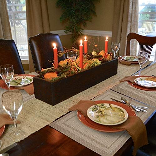 CHAOCHI Placemats set of 6,Easy to Clean Non-slip Heat Resistant Dining Table Mats,Washable Crossweave Woven Vinyl PVC Place mats,45CM x 30CM (Beige)