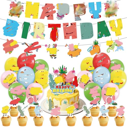 40 Stück Geburtstagsdeko Set mit 20 Luftballons Geburtstag Banner 6 Spiralen 13 Kuchen Deko Party Deko für Kindergeburtstag Jungen Mädchen