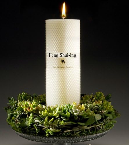 Pure Beeswax Pillar Candle - Ivory 3x6 Honeycomb Texture