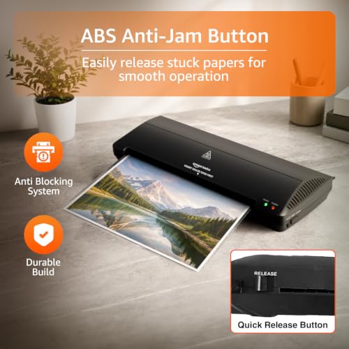 Amazon Basics A3 Laminating Machine | ABS Body | Hot & Cold Laminator | 12 Inch Entry Width | 250 mm/min Speed | Anti-Jam Release | 2 Rollers | for Photos, Documents & Certificates | Black - Image 6