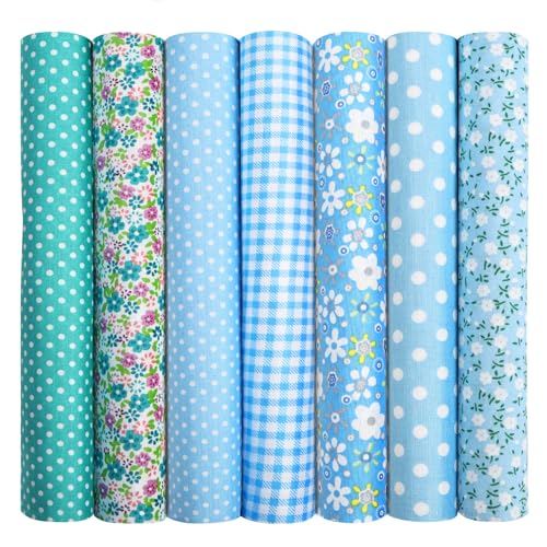 Aucuu 7er Set Baumwollstoff Paket, 50 x 50cm Stoffe zum Nähen, Patchwork Stoffe, Patchwork zum Quilten, Stücke Paket zum Quilten, DIY Basteln Handwerken, Puppenkleidung