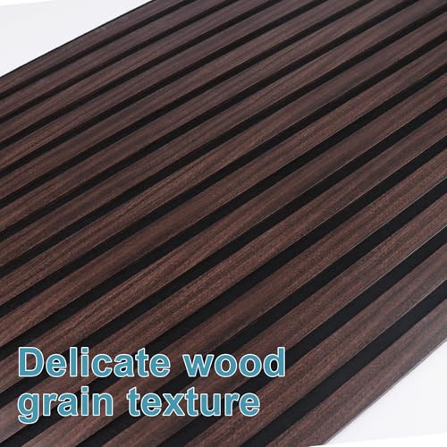 Image of Wood Slat Acoustic Wall Panels, Walnut, 2 Pack, 47.2 inch x 23.6 inch