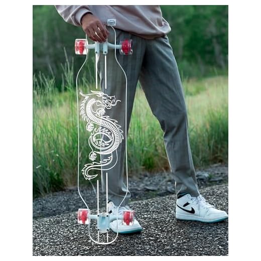 Ghost Long Board, 40 inchGhost Platypus Clear Longboard with Dragon Design