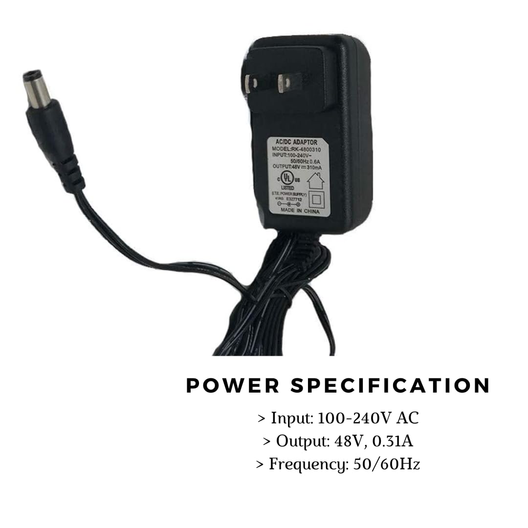 GDST - Adaptador De Fuente De Alimentación De 48 V Para Teléfonos IP Polycom Cargador De Pared De CA A CC Con Cable Duradero Compatible Con Entrada De CA VVX 101