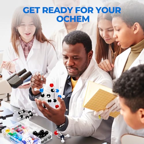 Image of JoyCat 246-Piece Molecular Model Kit with 2-Hole and 3-Hole Carbon Atoms | Includes 86 atoms with 2-hole, 3-hole and 4-hole carbon pieces, 153 bonds, 6 lone pairs and a remover tool