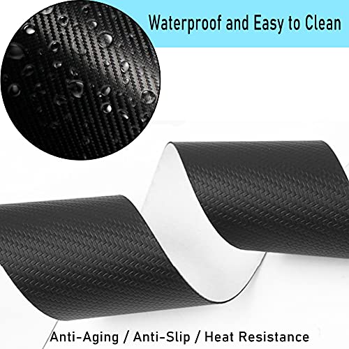 Mag-Ai 4Pcs For Silverado Door Sill Scratch Protectors, 4D Carbon Fiber Sill Sticker Door Sill Scuff Plate Stickers Accessories For Silverado (For Silverado), Silver Ado-Red, Universal Size #TOP1