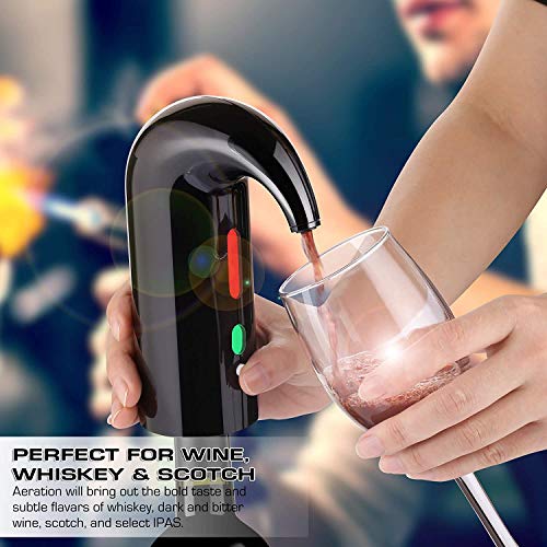 Electric Wine Aerator Pourer, Wine Bottle Opener Best Sellers With Wine Accessories 2020 Premium Wine Decanter Spout Perfect For Wine Lovers, Gift Idea, No Leaking, Wine Preserver - Red #TOP7