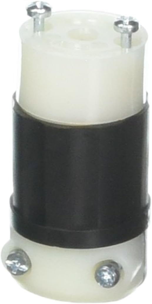Leviton ML2-C 15 Amp, 125 Volt, Locking Connector, Industrial Grade, Grounding, MiniLock, Black-White