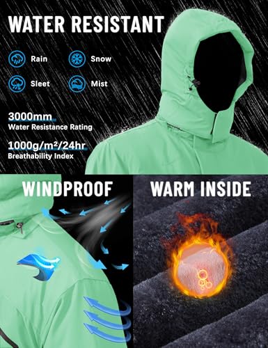 Image of TACVASEN Men's Winter Skiing Jackets Water Resistant Fleece Coats Insulated Thermal Snowboard Jacket Parka Raincoat with Hood