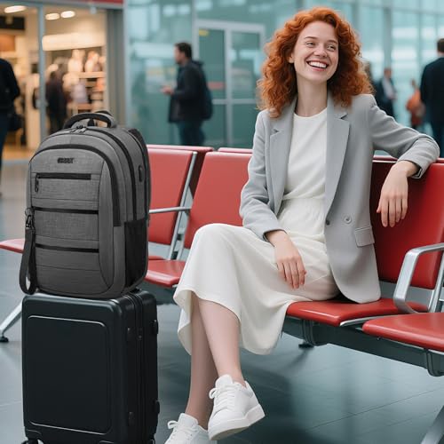 GMAK Travel Laptop Backpack for Men & Women, Business Anti Theft Laptops Backpacks with USB Charging Port, Fits 15.6 Inch Notebook, Water Resistant College School Computer Bag for Travel Sports, Grey 6