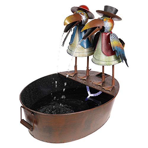 Alpine Corporation NCY298 Outdoor Tabletop Vintage Rustic Metal Crow Birds Soothing Waterfall Fountain thumb #7