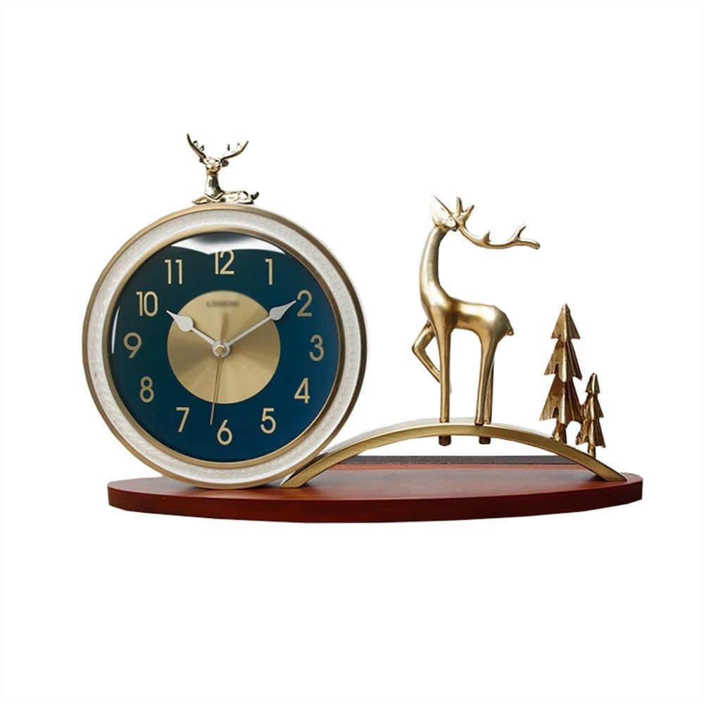 B3F7M4R9J2 Table clock Metal Table Clock Living Room Tabletop Ornament Silent Non-ticking for Bedrooms Office Kitchen(Green)