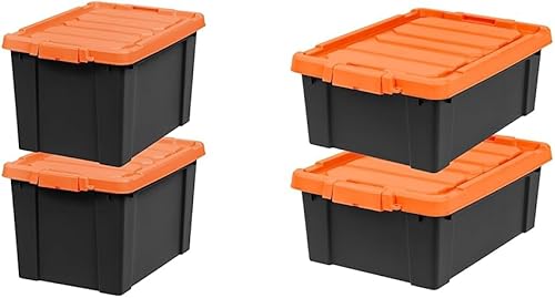 IRIS Paquete de contenedores de almacenamiento de EE. UU., 76 cuartos (2 unidades) y 11 galones (paquete de 2) contenedores de plástico con tapas