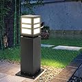 Outdoor Bollard Light IP65 Waterproof Landscape Pathway Lights, Heavy Duty Steel, Stable Widened Base, E27 Lampholder, Modern Ground Light Bollard for Lawn, Patio, Courtyard, Driveway, Oblong 1pack
