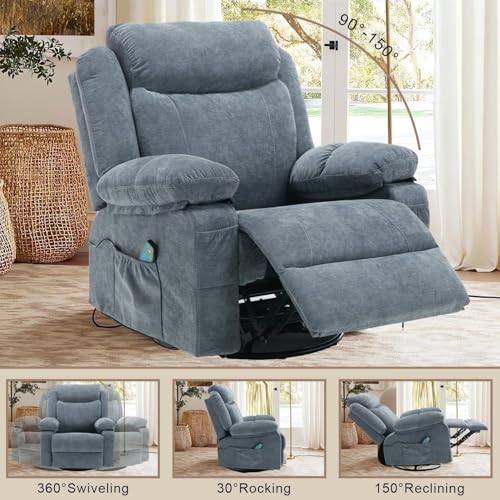 Sillón masaje reclinable eléctrico azul miniatura 5