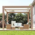 Garvee 10x10ft Louvered Pergola - Outdoor Pergolas with Adjustable Louvered Roof, Reinforced Aluminum Frame, Integrated Drainage System, Outdoor Gazebo for Deck, Patio, Backyard and Garden