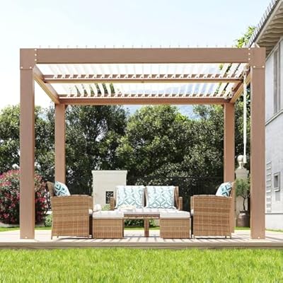 Garvee 10x10ft Louvered Pergola - Outdoor Pergolas with Adjustable Louvered Roof, Reinforced Aluminum Frame, Integrated Drainage System, Outdoor Gazebo for Deck, Patio, Backyard and Garden