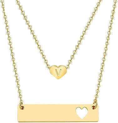 JJTZX Mother Daughter Necklace Set Initial Heart Necklace Name Necklace Mothers Day Gifts for Mom Daughter