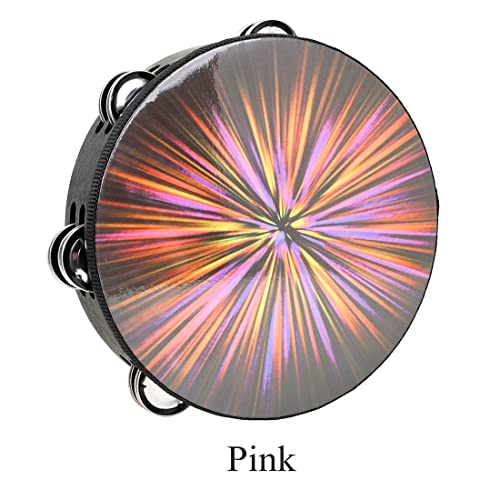 OriGlam 8 Inch Double Row Tambourine, Hand Held Percussion Drum Musical Percussion Tambourines for Adults,Kids,Church,Party (Pink) PER_015 - Image 4