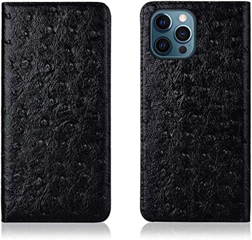 Étui en cuir autruche pour iPhone 14 Pro avec porte-cartes élégant