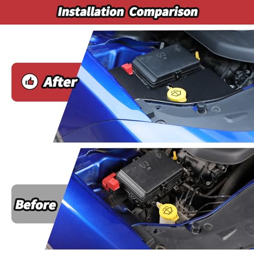 Image of JeCar Carbon Fiber Windshield Washer Tank Engine Bay Dust Cover Accessories for Dodge Charger 2011+ & Challenger 2015+