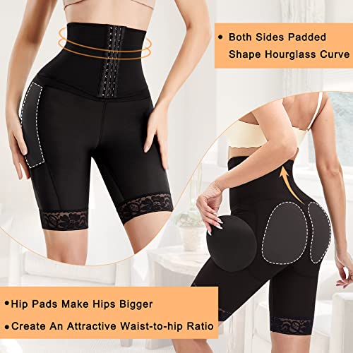 Likeonce Padded Butt Lifting Shapewear Control Panties For Women Tummy Control Hip Pads Hip Enhancer Thigh Slimmers Black #TOP2