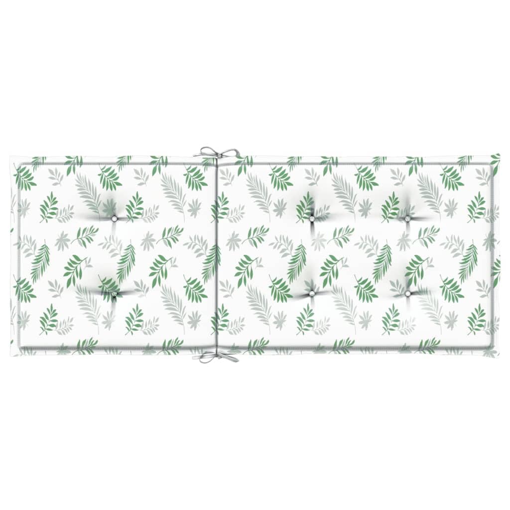 Set di 6 cuscini per sedia da giardino con schienale alto, 120 x 50 x 3 cm, con motivo a foglie, morbidi cuscini in tessuto di poliestere per sedie da giardino con schienale alto, comodi